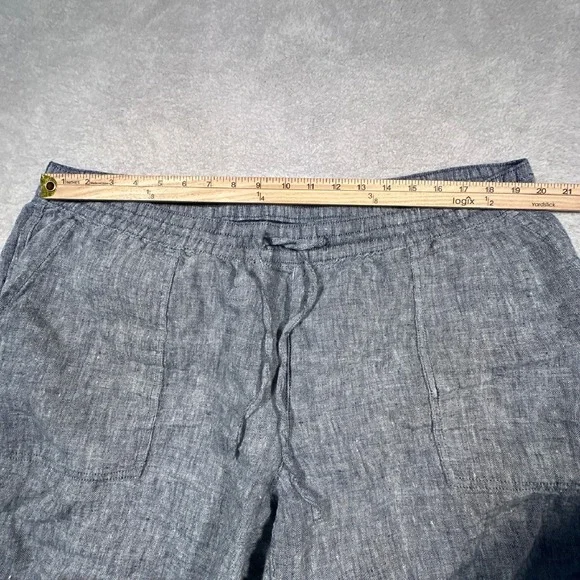 Lands' End Linen Capri Pants Women's 20W Blue Gray Elastic Waist Drawstring - Picture 5 of 10